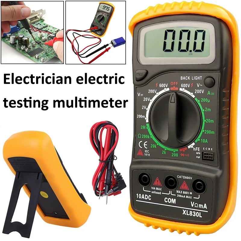 XL-830L Portable Digital AC/DC mastech Electrical Multimeter Backlight Ammeter Voltmeter Ohm Tester Meter Handheld LCD