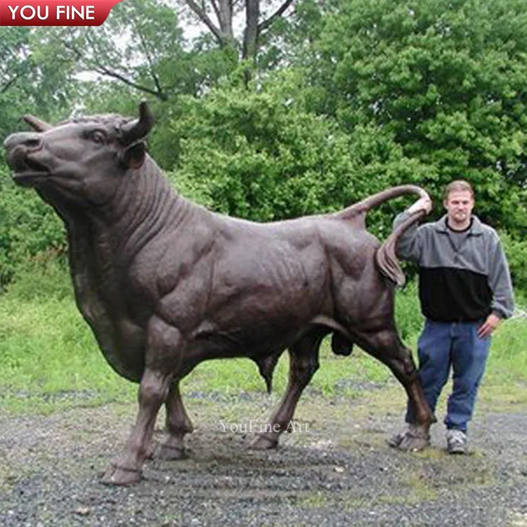 Большая Бронзовая Скульптура Быка металлическая бычья статуя для наружной латунной скульптуры животного