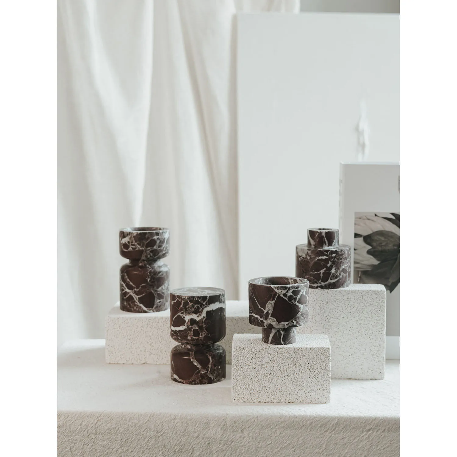 New White Black Purple Marble Candle Stick Holder Home Stone Craft Container Arabic Candle Vessel Natural Marble Candle Holder