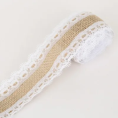 High Quality Lace Jute Ribbon for Gift and Decoration  2m one roll