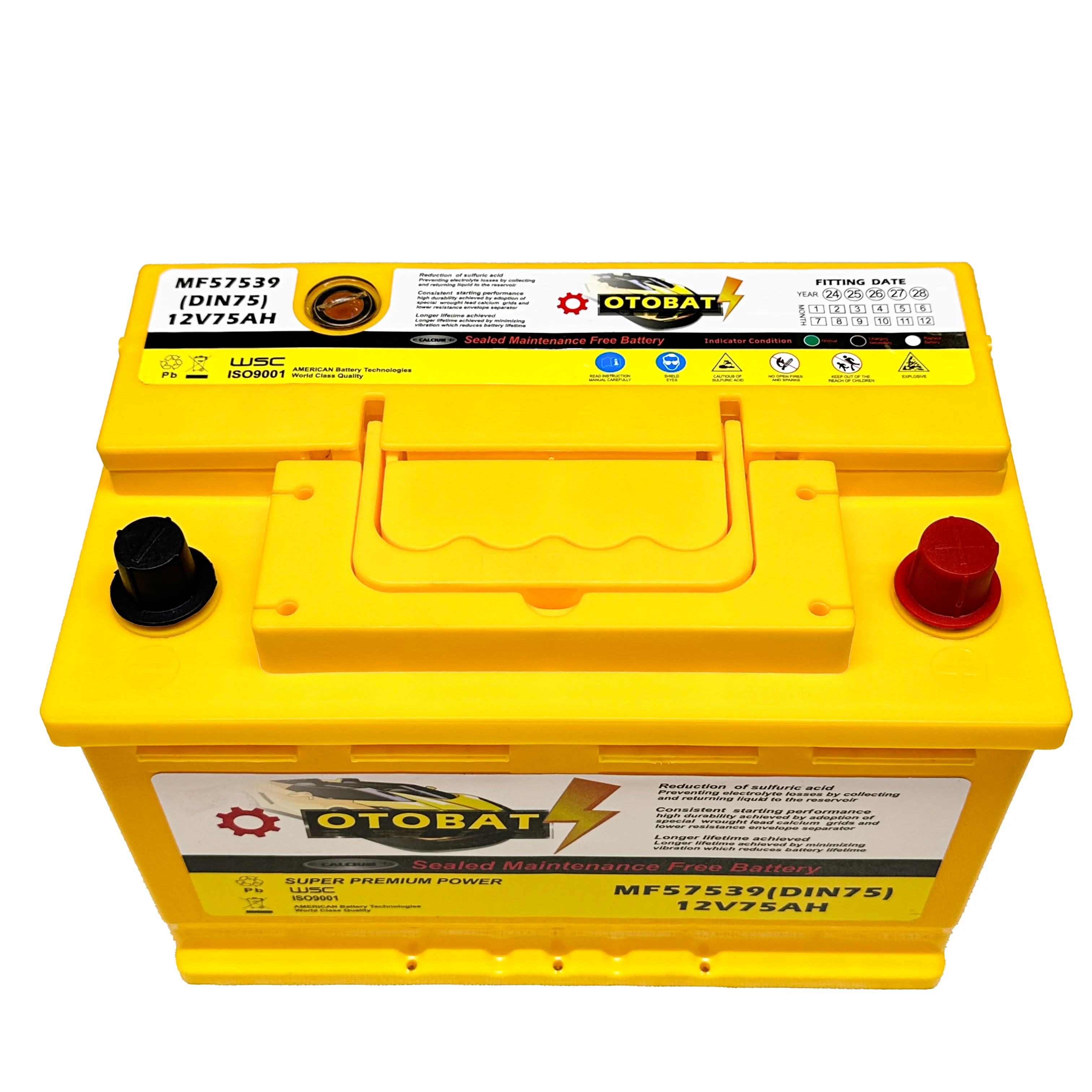 12V 75AH Maintenance-Free Lead Acid Car Battery for UPS for Motorcycles and Golf Carts with 60AH Storage Capacity