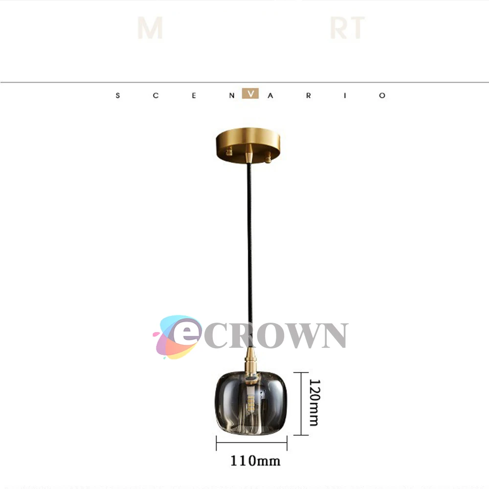 Modern Curved pure copper crystal Spotpure pendant Cute hotel lights
