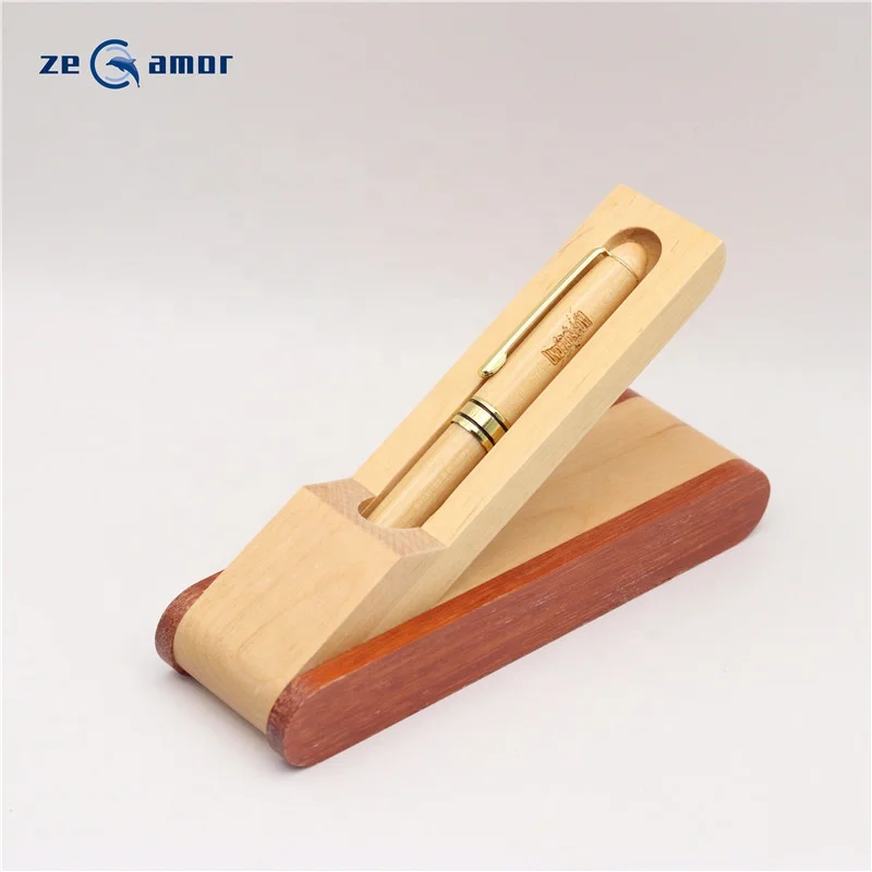 Zeamor Lapiz Bamboo And Wood Fountain Ball Point Roller Gel Gift Pen With Customized Logo Box