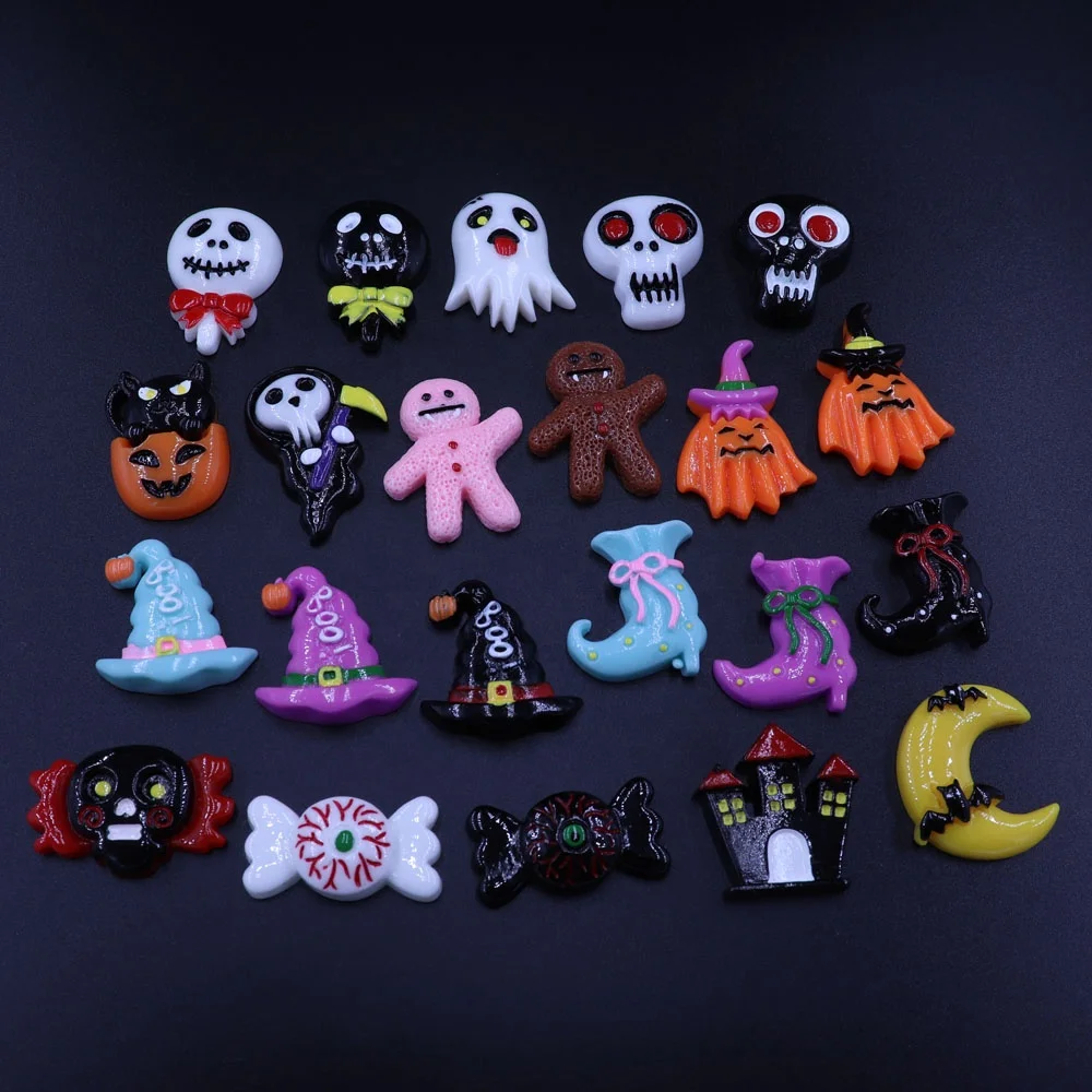 Hot Sale 32*20mm Flat back Charm Halloween Resin Boots Cabochons for Embellishment Accessories Crafts