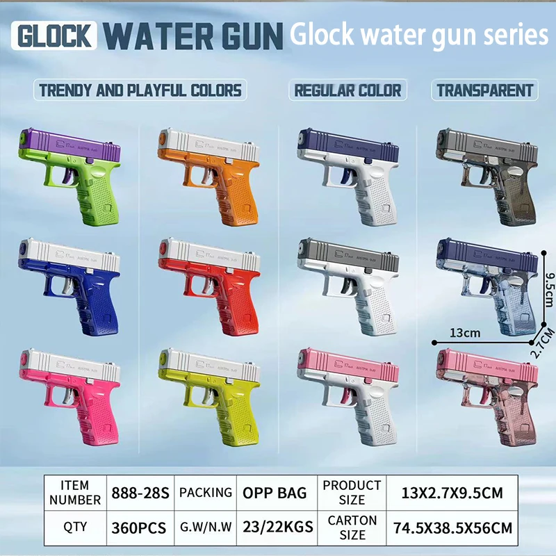 Mini Glock water gun automatic bore spray ultra long range water gun 1911 water toy for boys and girls