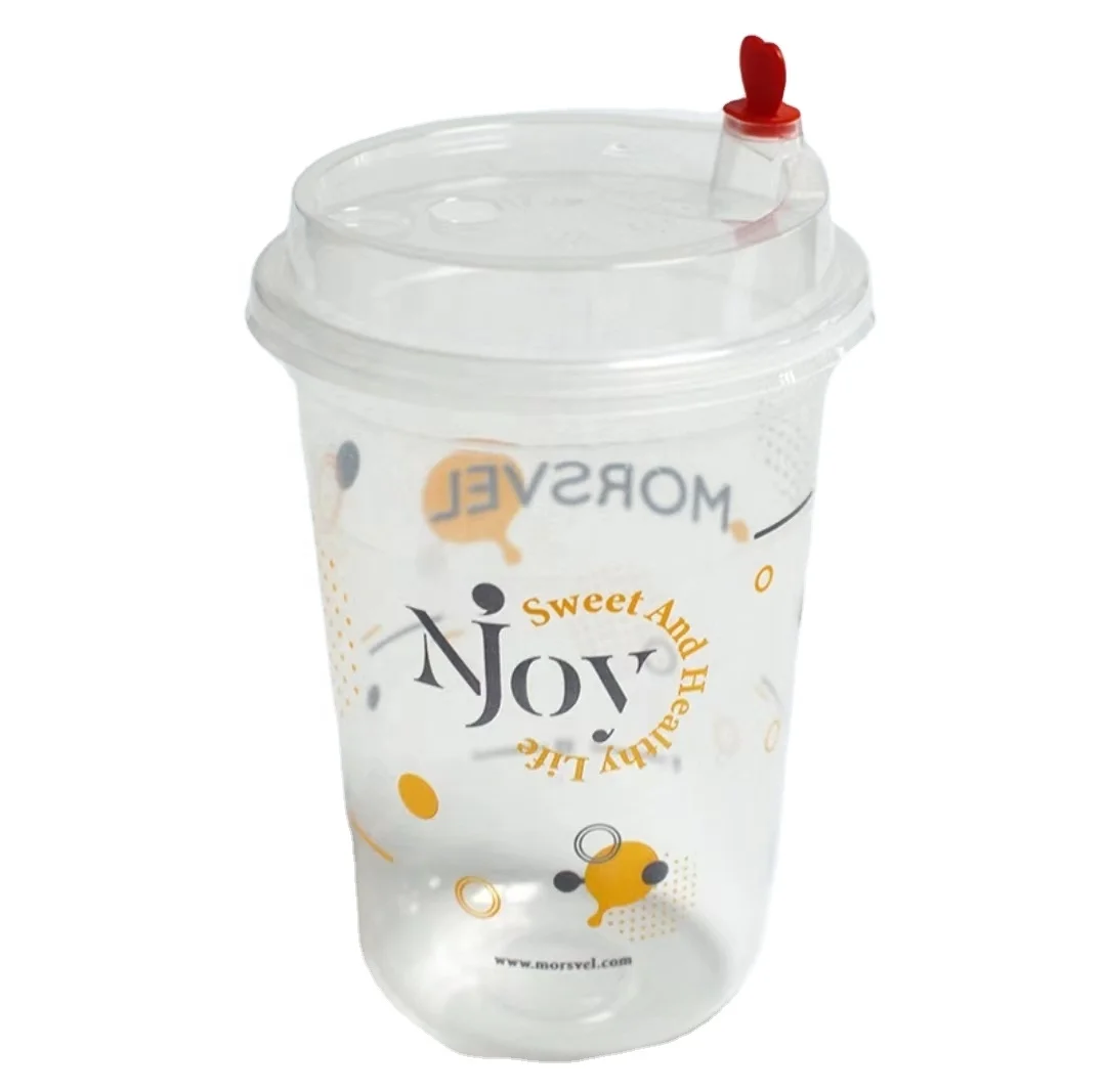 Factory 500ml-90 or 95 PP U Shape cup Clear Disposable Hard Strong Plastic cup Boba Bubble Milk Tea Cup