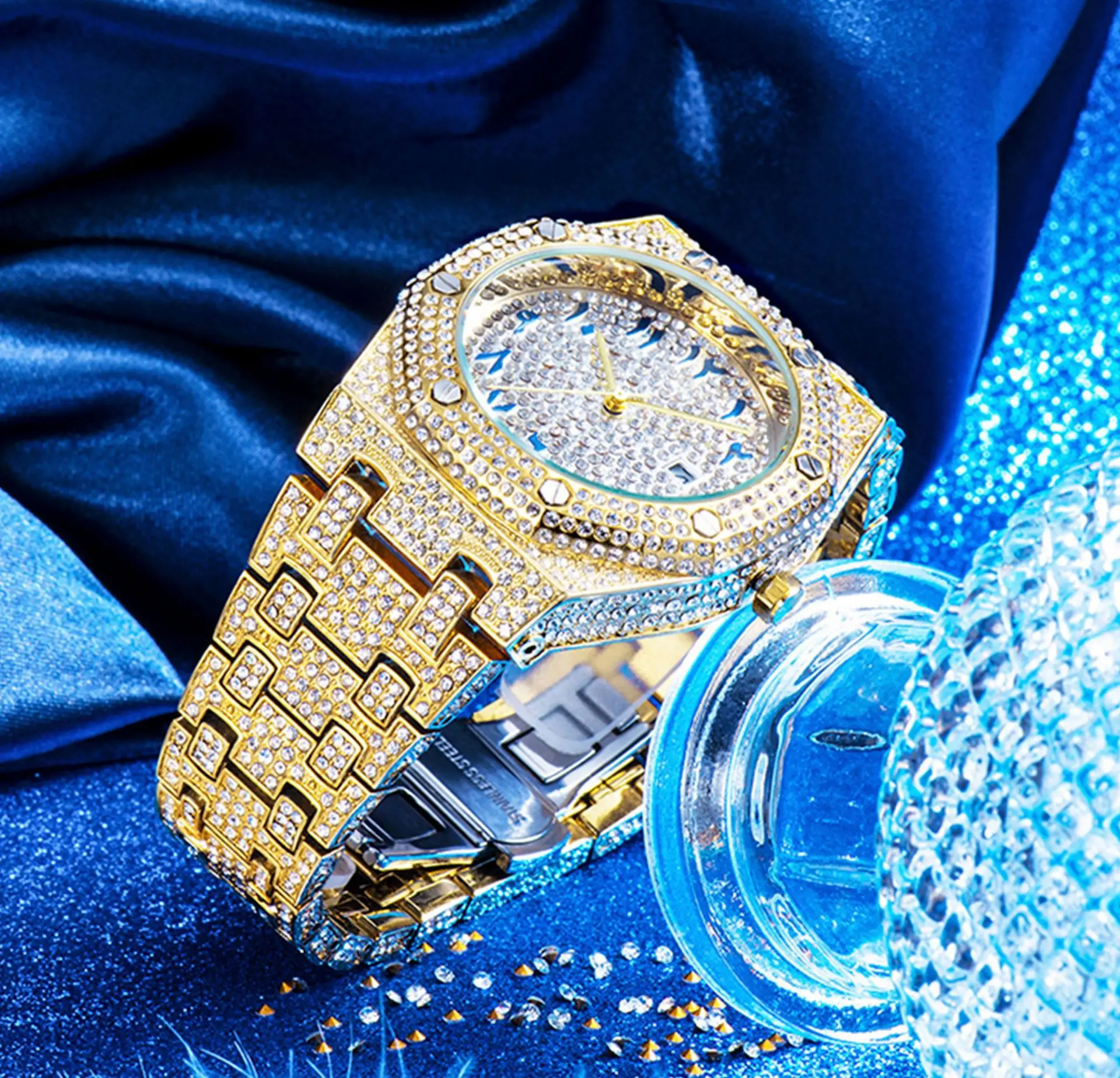 Business luxury design calendar watch custom waterproof luminous stainless steel casual quartz watch Reloj de pared de metal