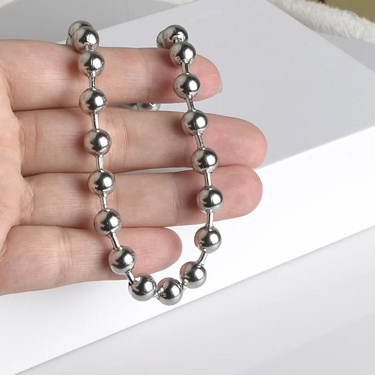 Chunky 6/8/10mm Ball Chain Necklace For Men Boys Free Logo Lasering Oversized Stainless Steel Ball Bead Chain Necklace