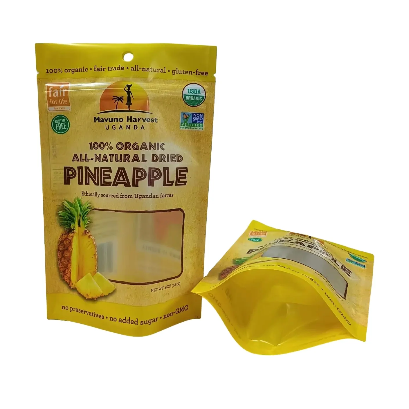 Custom Degradable Glossy Printed Freeze-Dried Fruit cherries Nuts 28g 100g Food Stand Up Pouch With Zipper