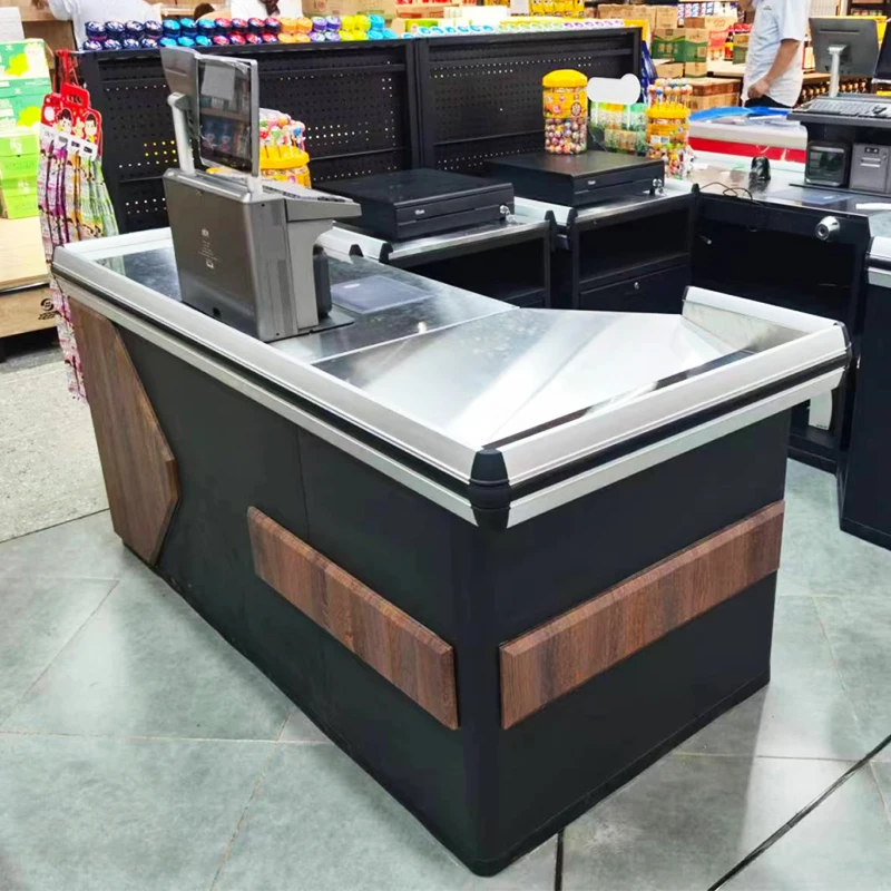 New Design Supermarket Counter Table Grocery Store Wooden Cash Counter Checkout Counters