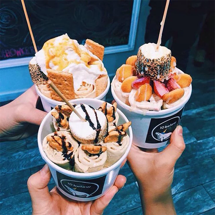 Custom Printed Polka Dot Environmental Protection Disposable 3oz 4 8 12 Oz Paper Frozen Milktea Ice Cream Cups With Lids