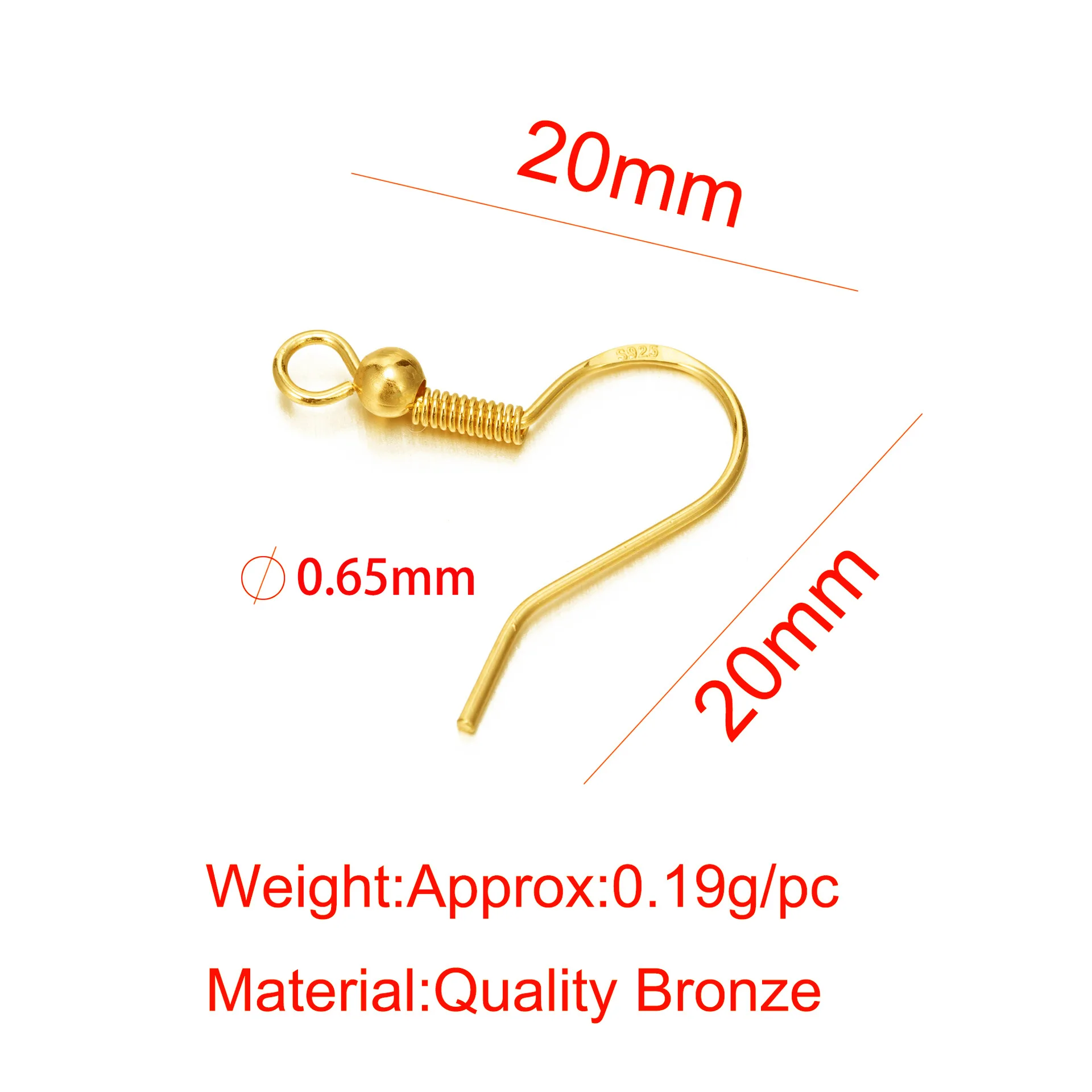 Embossed 925 Brass Metal Plain Earring Hooks Handmade DIY Jewelry Earrings Materia Semi-Finished Accessories