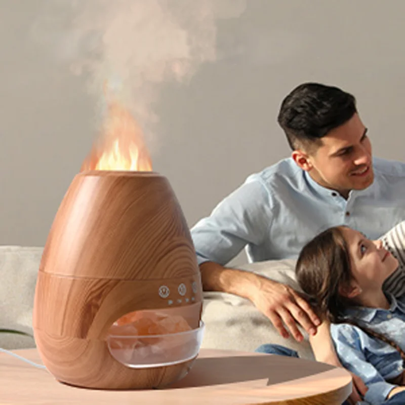 New Portable fire flame humidifier Essential Oil Diffuser h2o air Himalayan Salt Stone humidifier