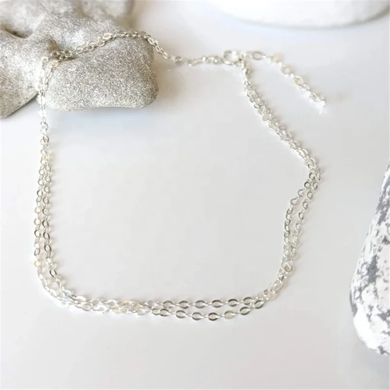 2021 fashion  simple silver  double layer beach anklets ladies for holiday