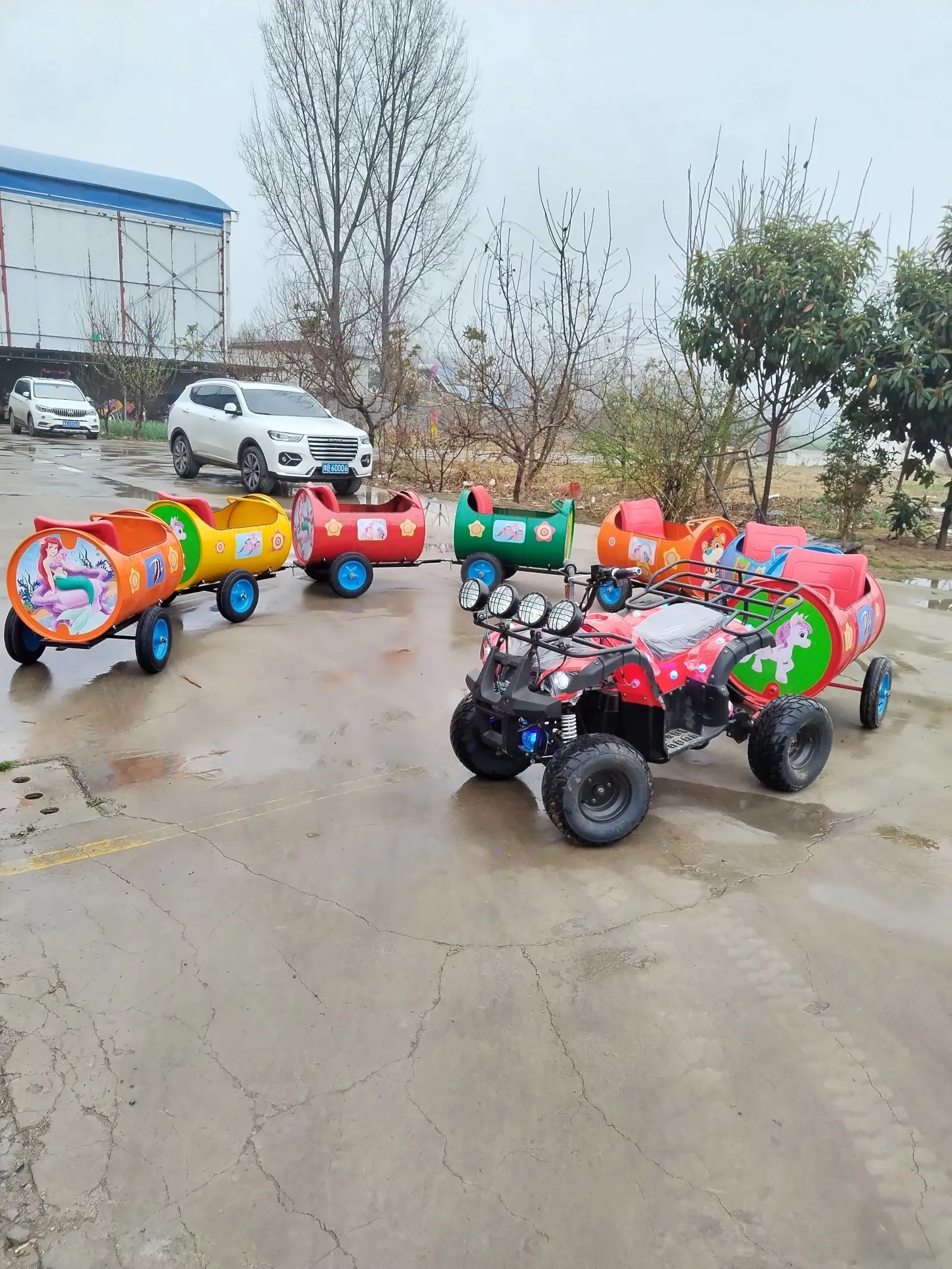 China Factory supplier Cheap Price Ride on car Kids Amusement Park Games Machine Happy Oil drum mini trackless train for sale