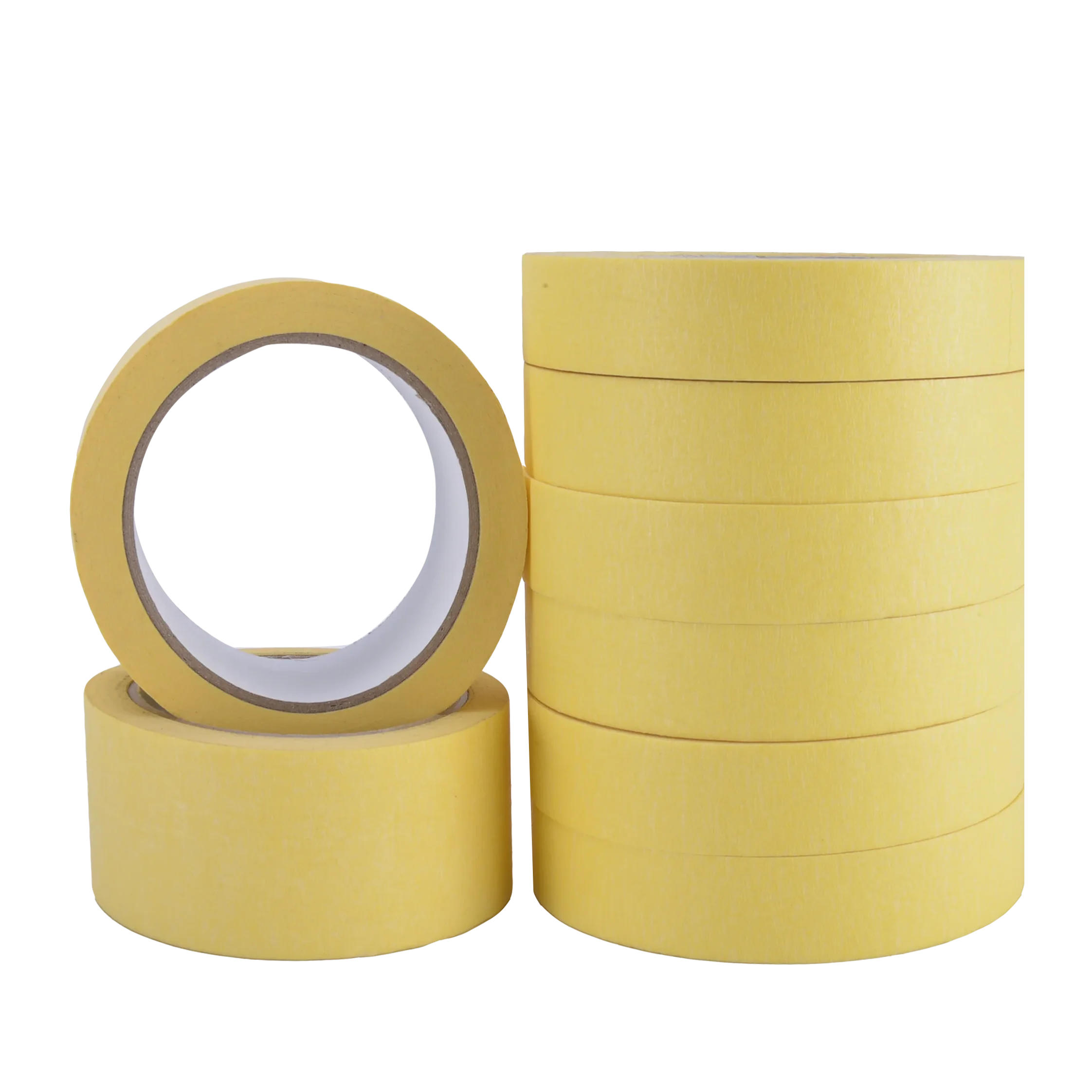 Removable Yellow Automotive Crepe paper Masking Tape Roll For Car Painting