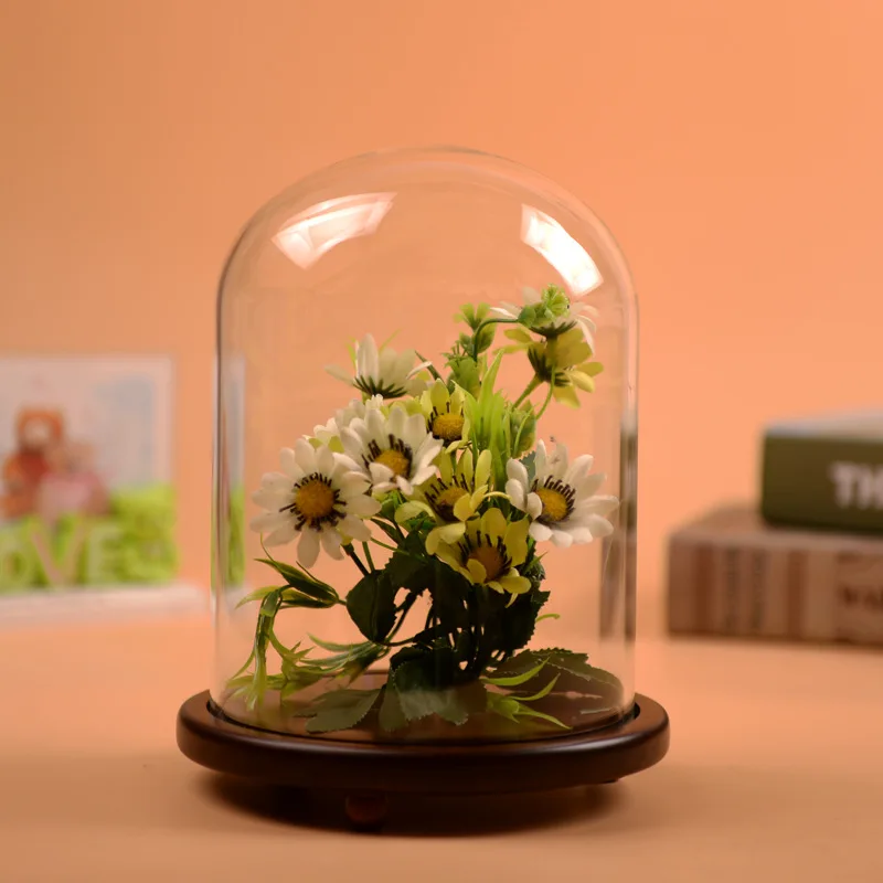  Оптовая продажа с фабрики пользовательские большой колокол стекло Cloche ясно купол дом деревянной база для цветок