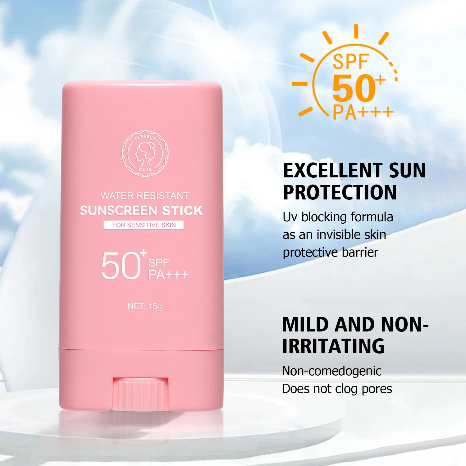 Private Label OEM Cream/Liquid Color with Zinc Oxide 15g Waterproof Facial Natural Reef Safe SPF 50 Sunscreen Stick