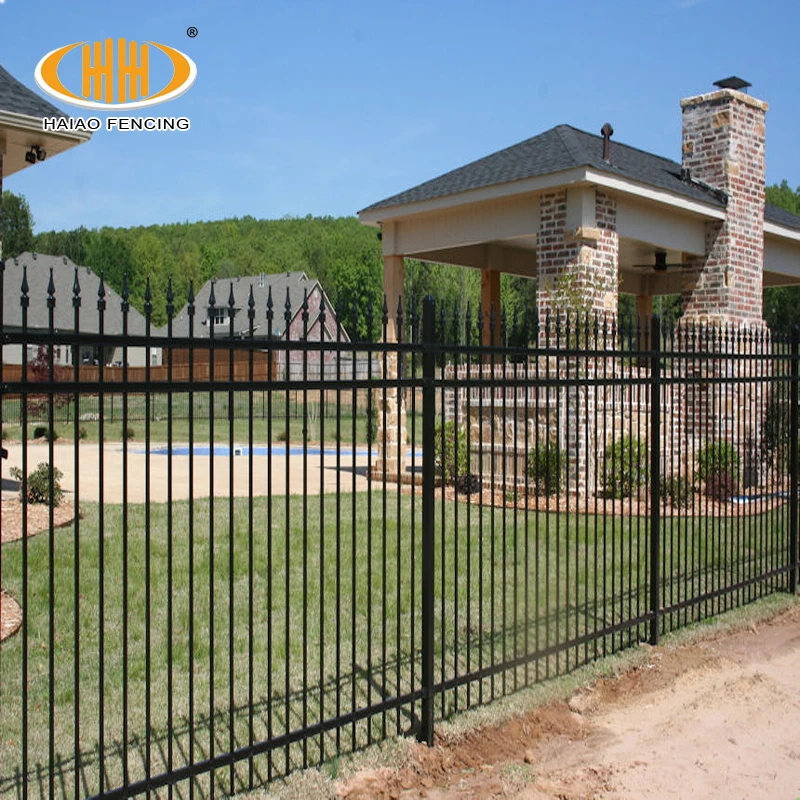Black Outdoor Simple Rod Iron Fence 6ft X 8ft Design Faux Wrought Iron Fence