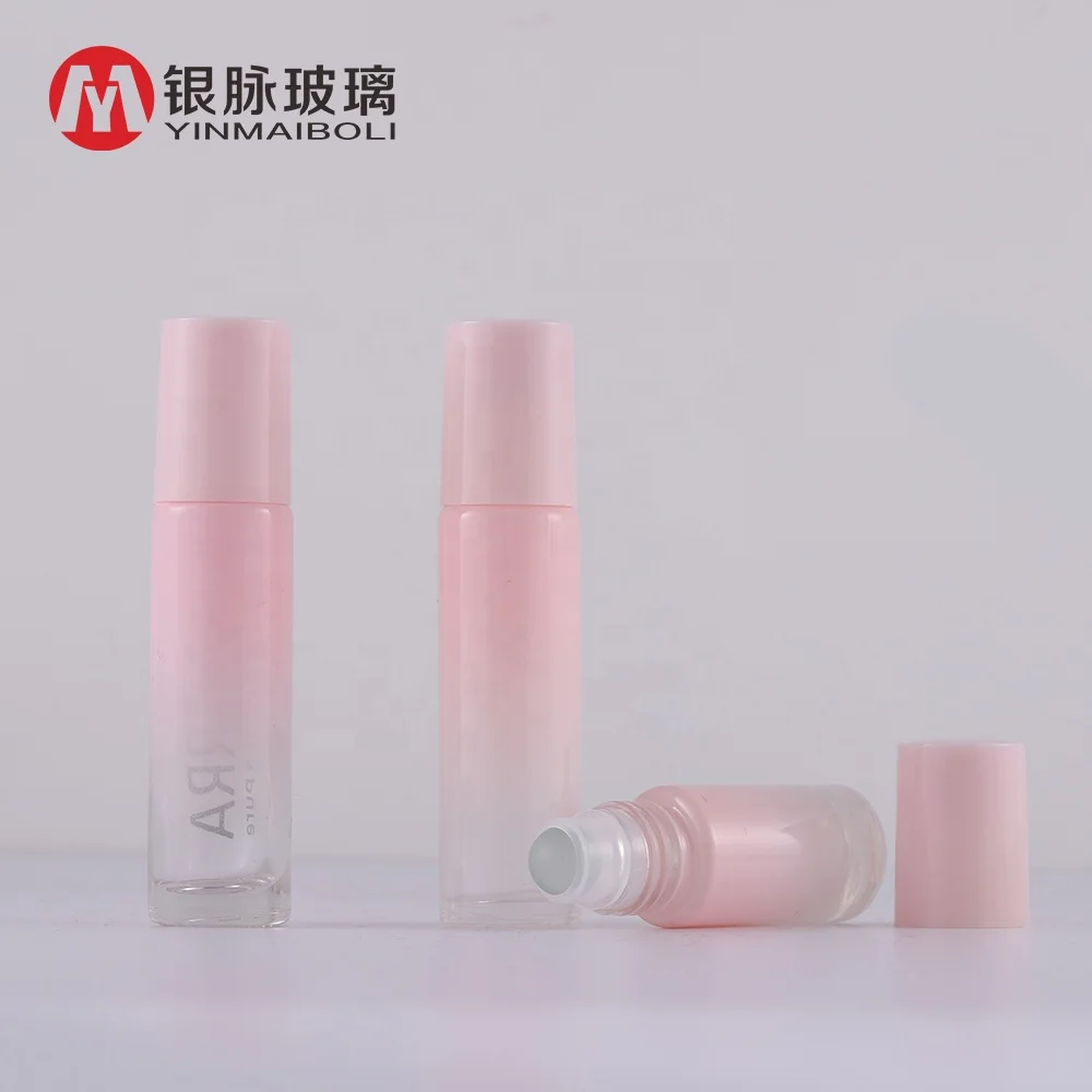 5ml 10ml Gradient Pink Glass Gemstone Rollerball Perfume Roll on Essential Oil Roller Bottle