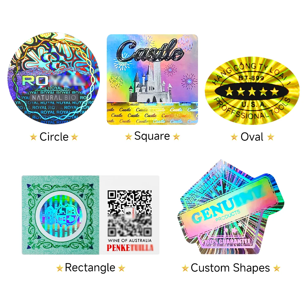 Custom 3d Logo Transparent Holographic Foil Overlay Void Security Hologram Label Sticker