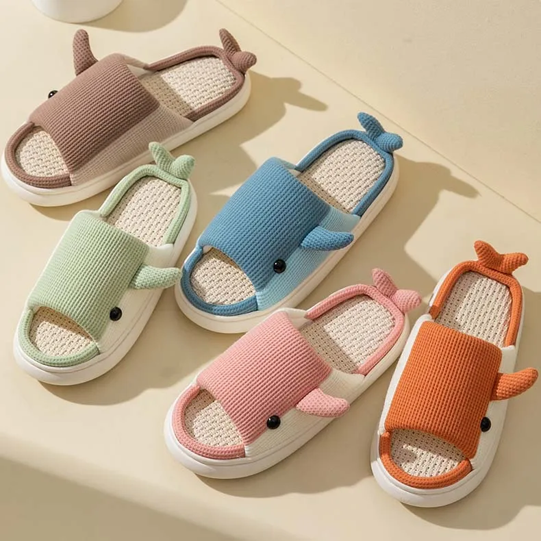 Family Parent-child Indoor Female Slippers open toe slides Spring Autumn Flip Flops cute Dolphin slippers Animal patterns