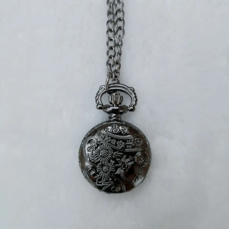 Черные антикварные кварцевые часы WAH734 с кулоном в стиле медальона