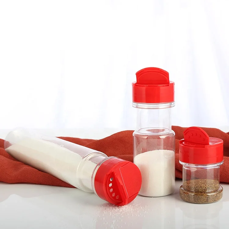 Food Grade Factory Clear PET Plastic Shaker Bottle Seasonsing Packaging Spice Pepper Powder Spice Plastic Jars