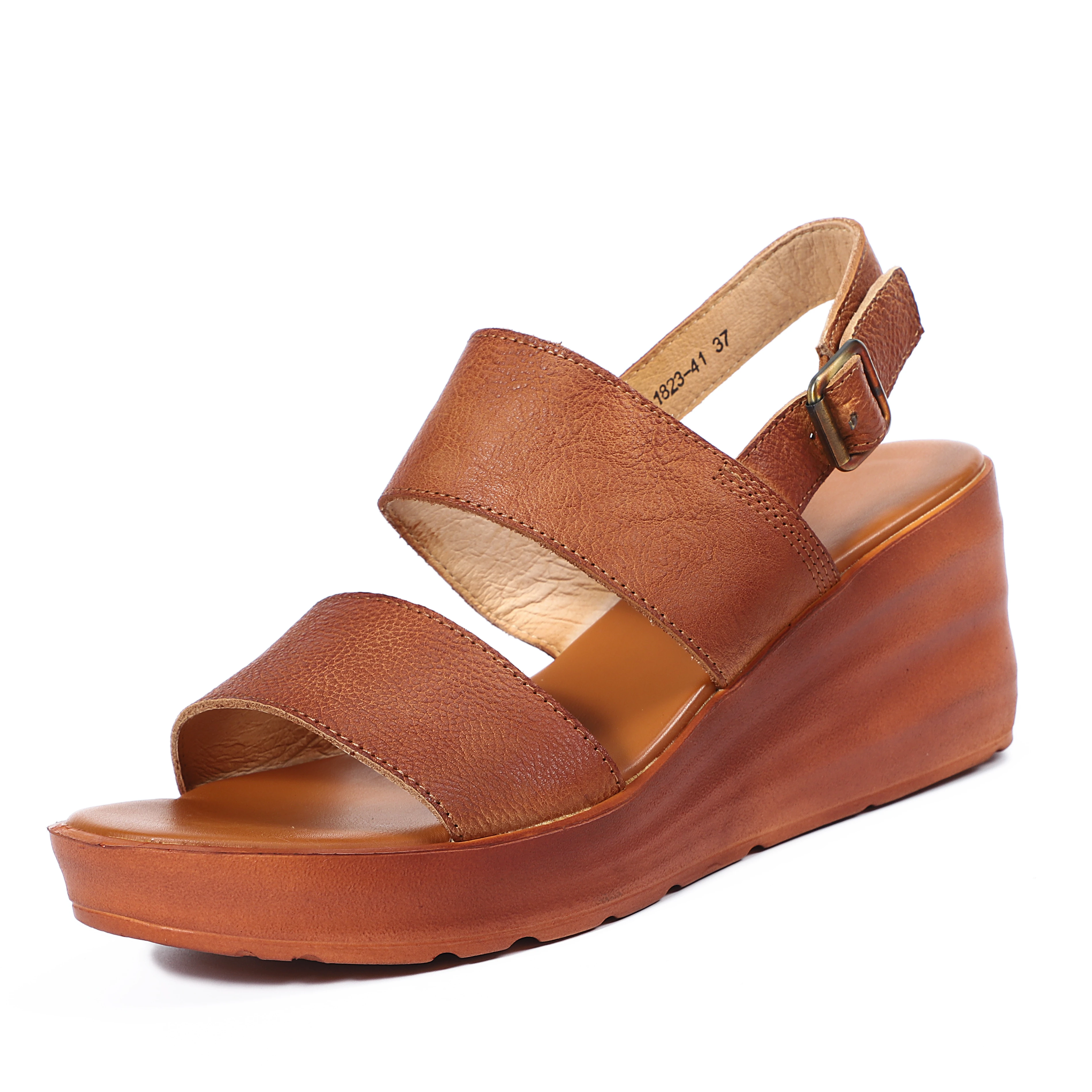 Factory price Genuine Leather high quality summer fish mouth  wedge sandals platform sandals for women wholesale