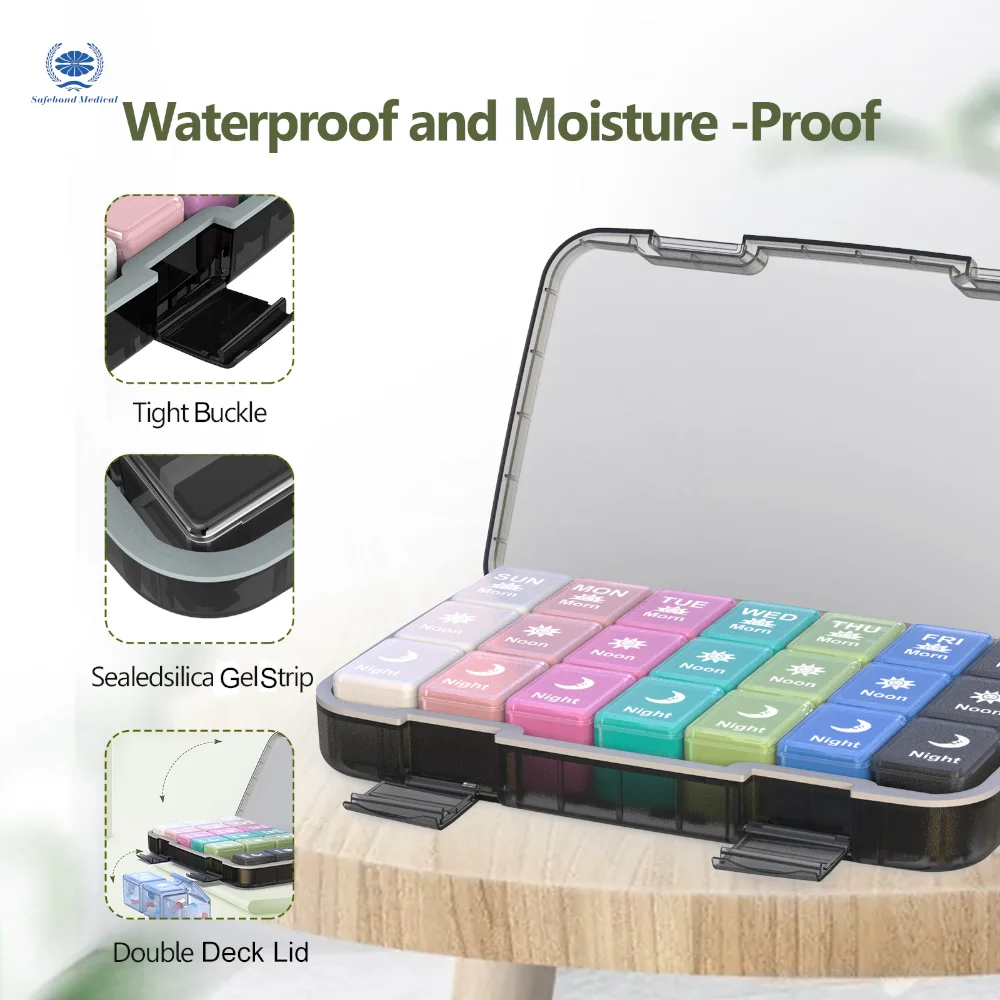 Portable large-capacity weekly storage box with customizable logo pill box