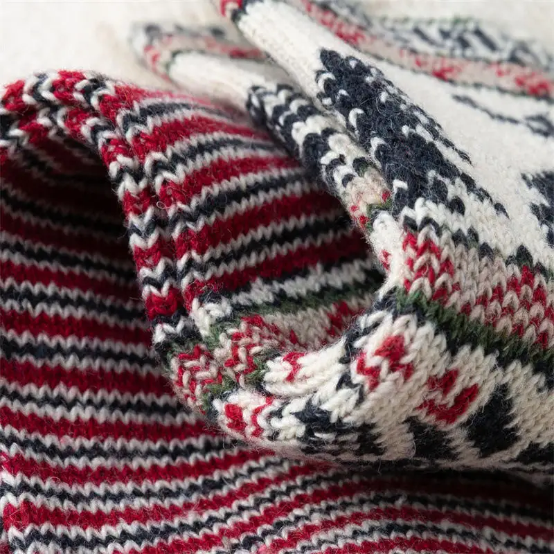 Retro style deer pattern thick warm rabbit wool thermal socks for women