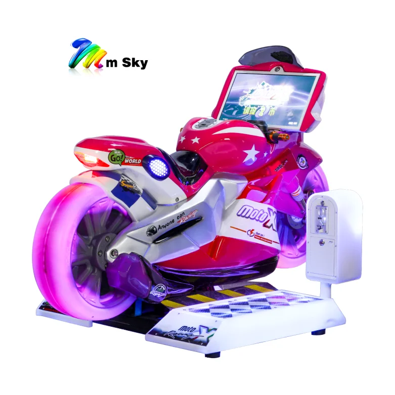 CE kids motorcycle kiddie rides coin operated racing indoor fiberglass arcade game children redemption machine for game park