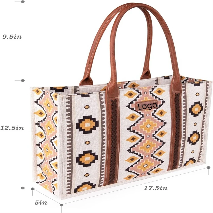 Retro Cotton And Hemp Printed Western Women Handbags Shoulder Handheld Canvas Crossbody Bag With Printing Pattern Logos