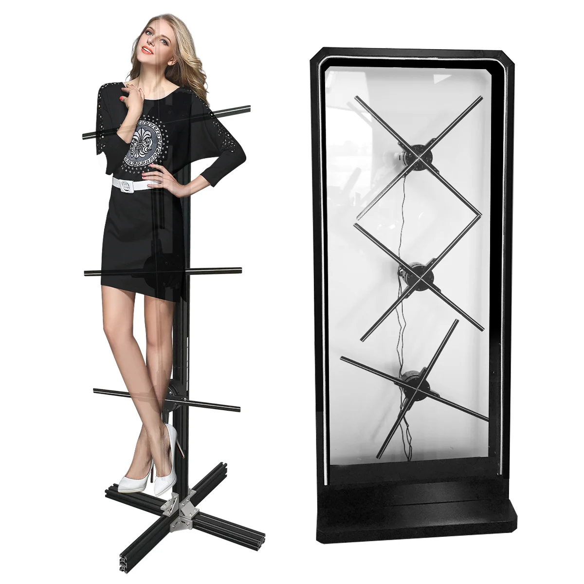 1*3 65cm sync 3d hologram fan splicing digital human size wall 1152*1152dpi hologram led display with stand