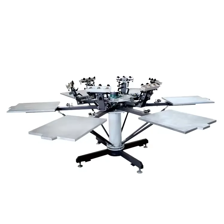 Manual Flat 4/6/8 Colour Screen Printing Machine For T-shirt,4/6/8 Station Screen Printer