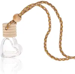 Wholesale mini 5ml 8ml 10m 12ml wooden cap empty air freshener diffuser hanging glass car perfume bottle