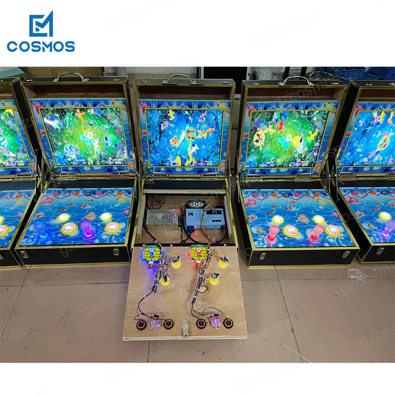 Mini Fishing Game Shooting 2 Player 26 In One Fish Hunting Arcade Machine With Folding Box