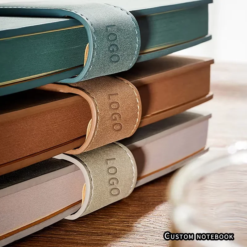 Custom logo design Color thickened Pu leather notebook Magnetic notebook and pen Custom stationery notebook gifts