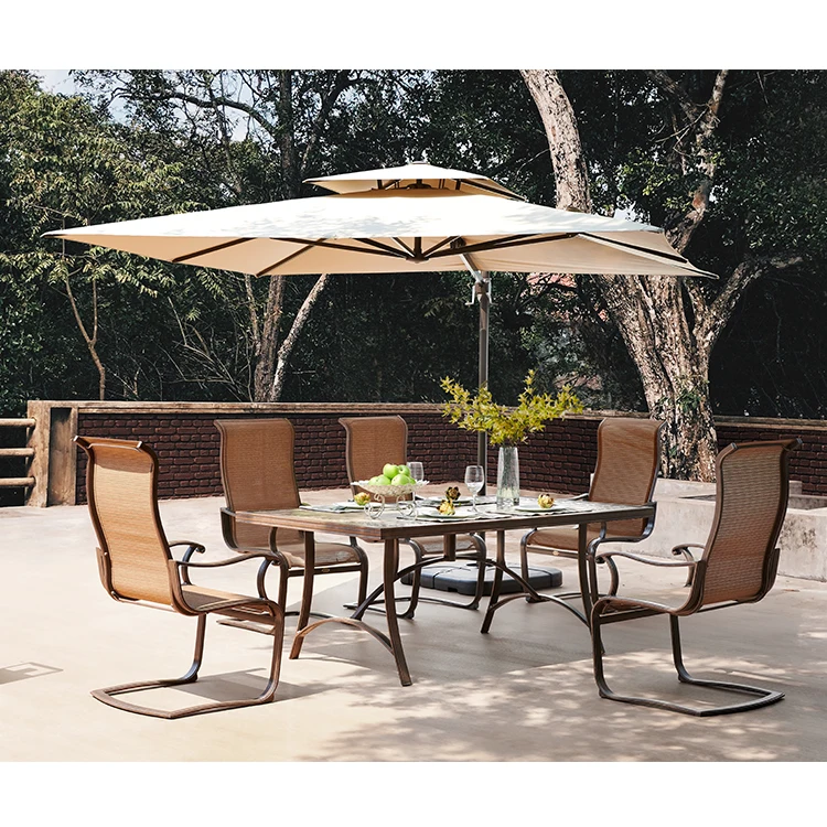 High Quality Alum Sling Patio Set Table And Chairs For Outdoor