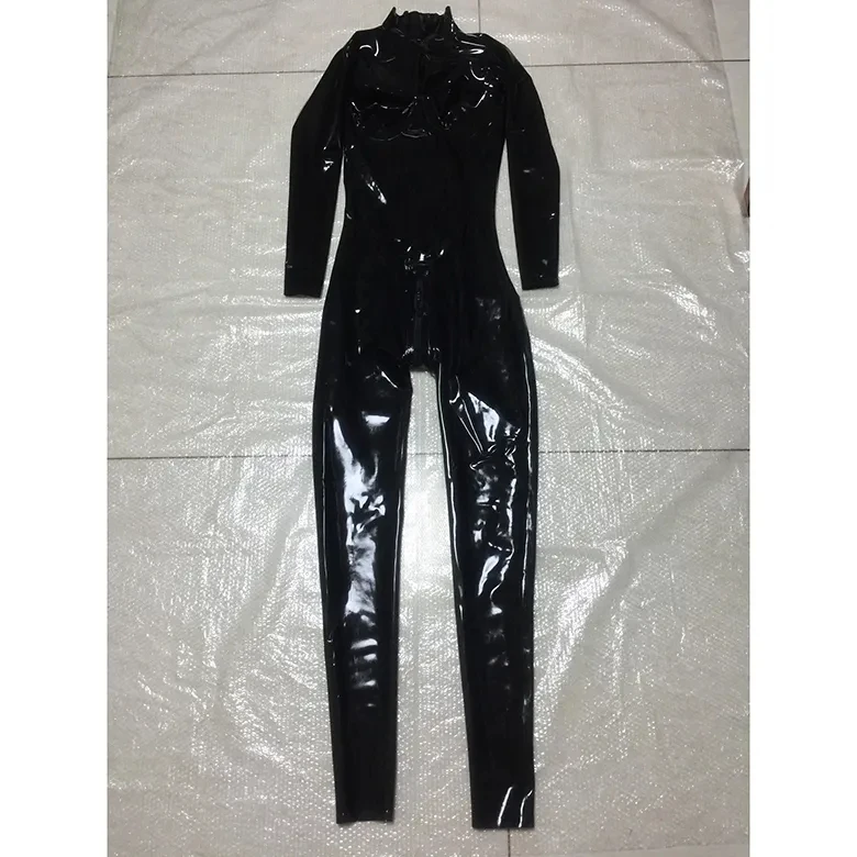 Sexy Black Coverall Bodysuit Adult Latex Catsuit For Men and Women Unisex Latex Suit Bodysuit Fetish Latex Bondage