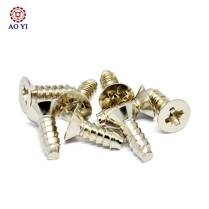 Pozi Drive Socket Countersunk Flat Head Screw with Bronze Nickel Plated Self-tapping screw