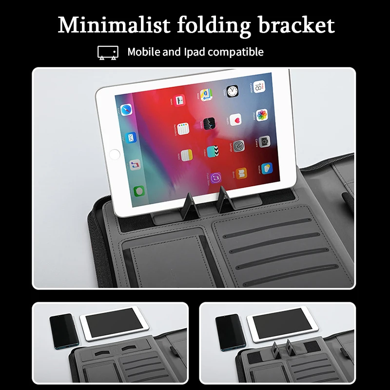 Pu Leather Padfolio Fold briefcase Power bank Organizer Gift Box Business Gift