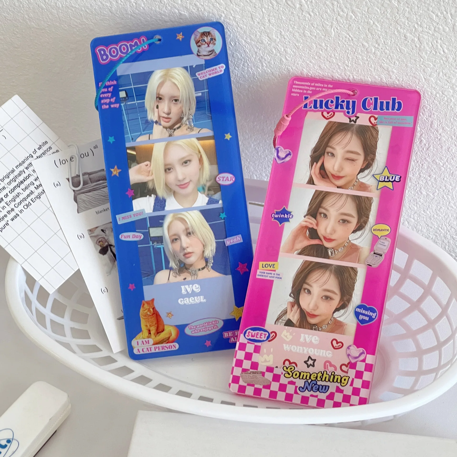 Kpop Acrylic Photo Strip Animal Print Pattern Film Strip Keychain Standee for Holding Photocards Frames Stand