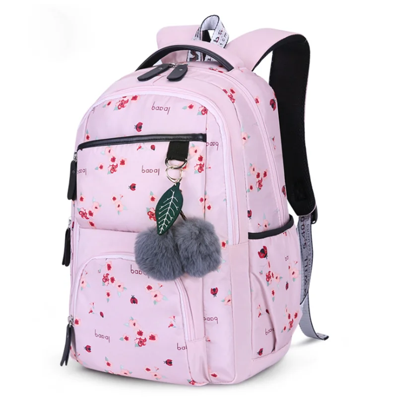 Лидер продаж, милый школьный рюкзак с подвеской для девочек-подростков, Модный стильный школьный рюкзак для девочек с украшением из мехового Помпона, Детская сумка