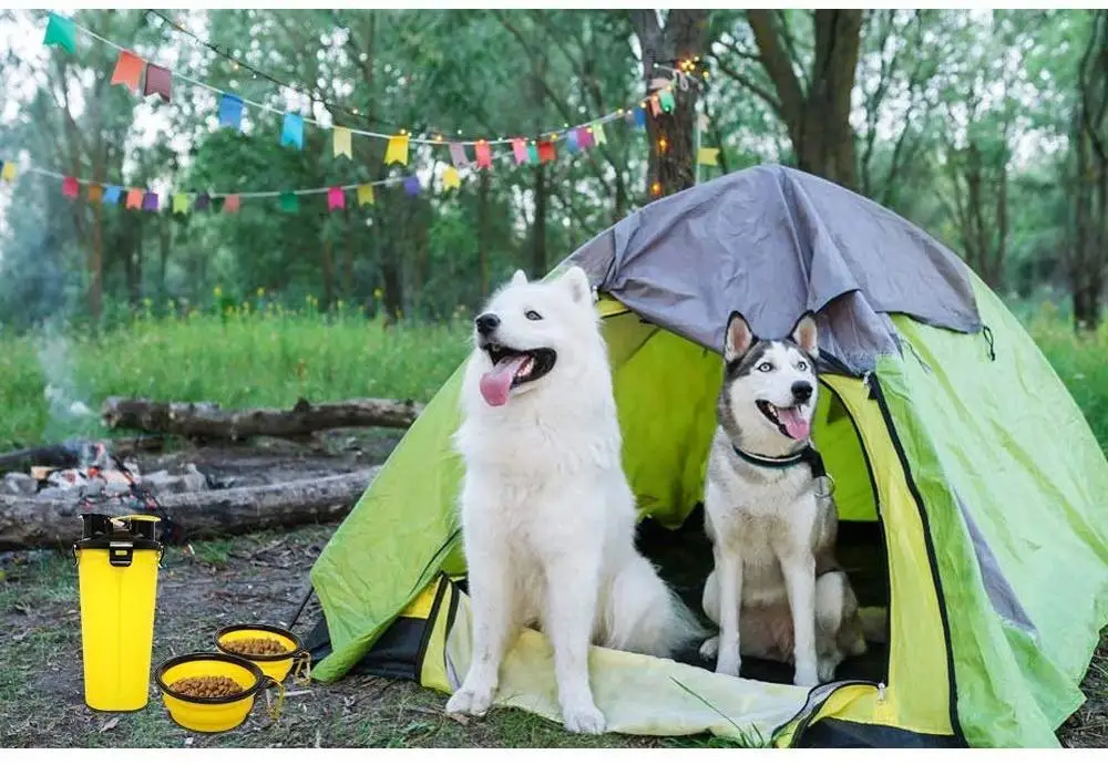 Customized logo Outdoor Dog Water Bottles for Walking Hiking Travelling with 2 Silicone Bowls