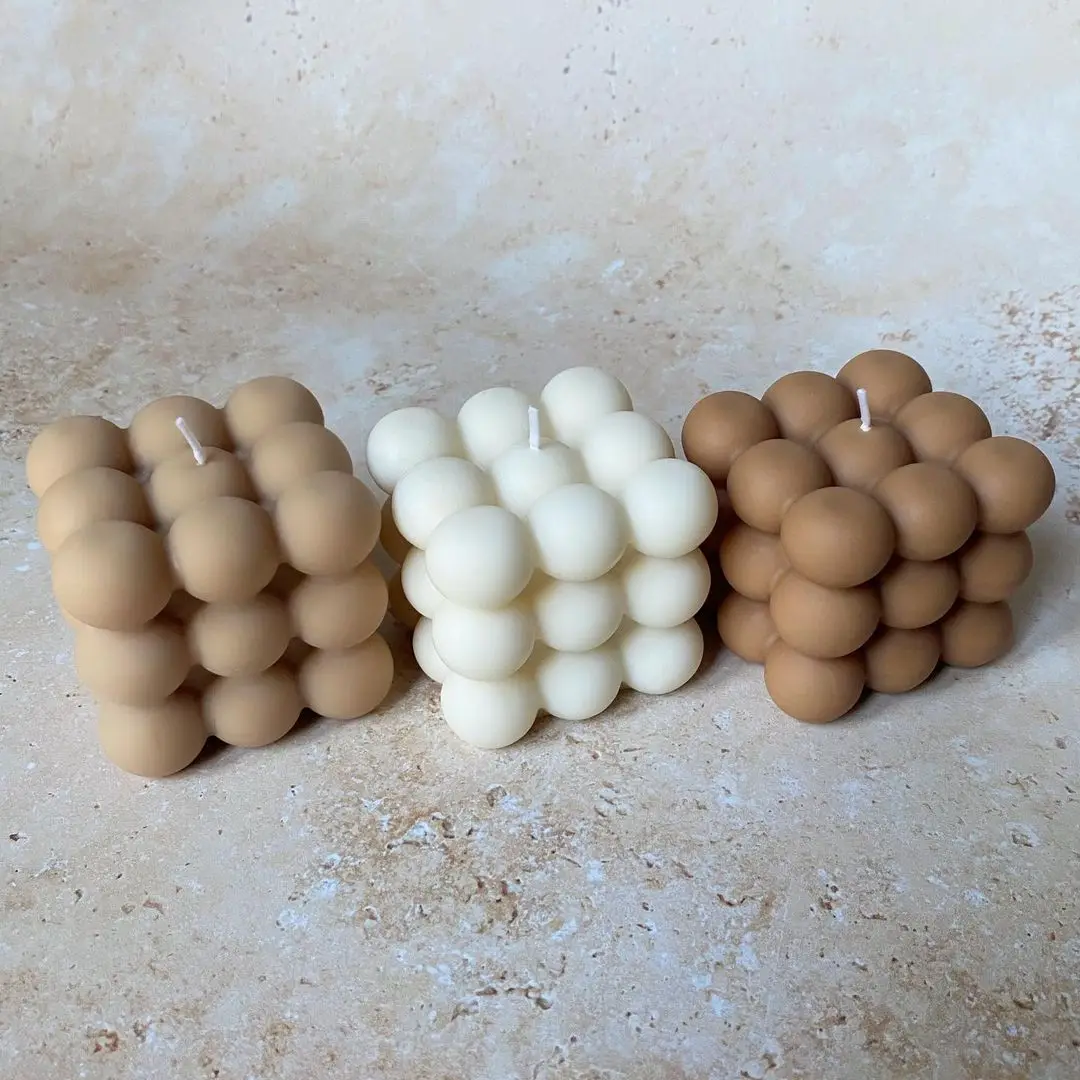 Wholesale Cheap Wax Soy Wax Pillar Candles With Private Label bubble cube candle