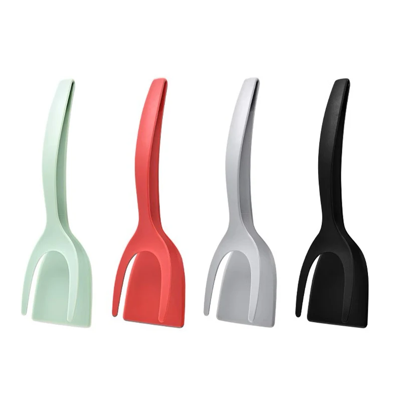 Multi Function Black Kitchen 2 in 1 Silicone Flip Fried Fish Egg Steak Double Spatula Food Tongs
