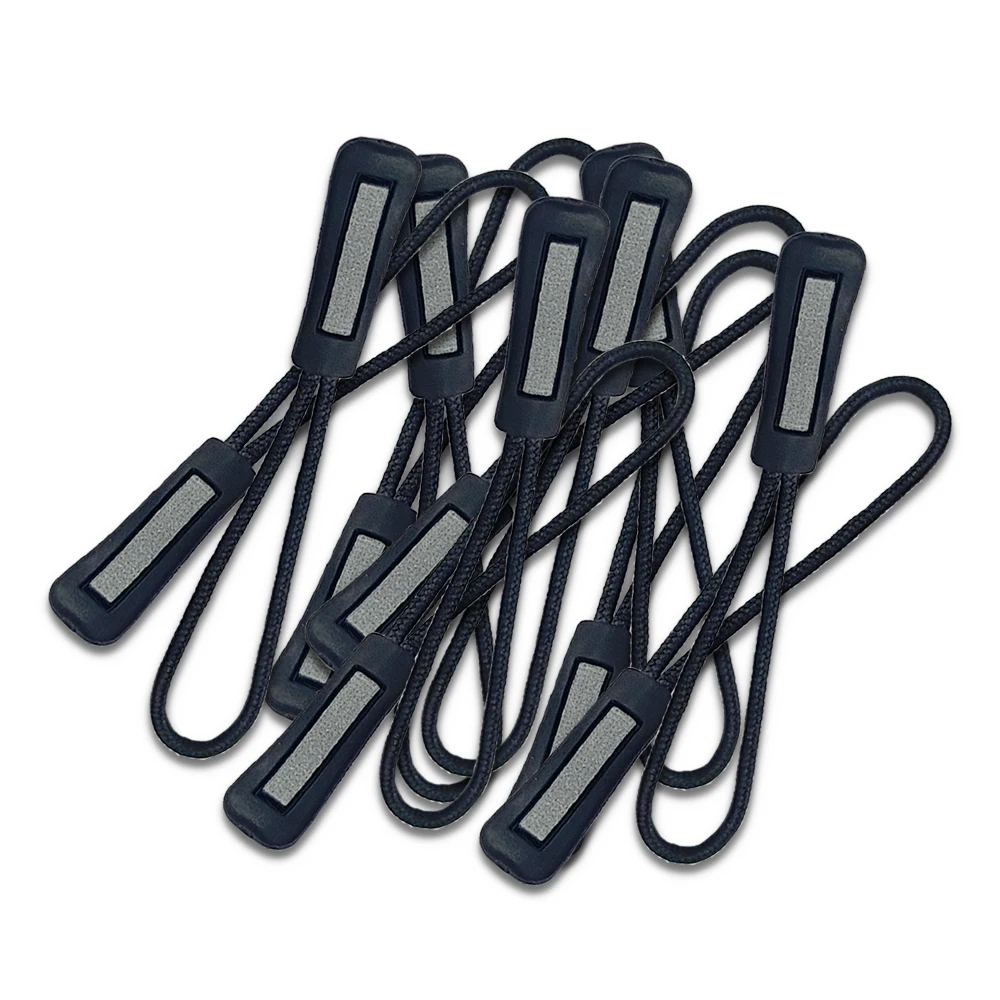 New Design Custom Rubber Plastic Soft Zipper Pulls Pvc Nylon Cord Reflective Zipper Puller For Backpacks Luggage