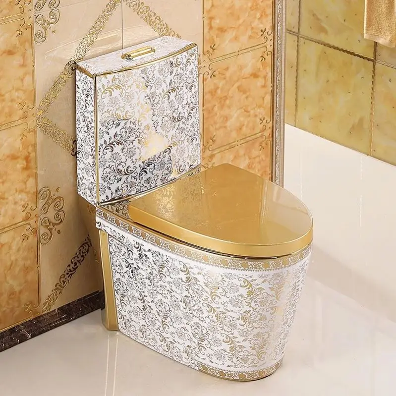 gold toilet bowl p trap washdown one piece wc toilet set with two piece free standing pedestal basin