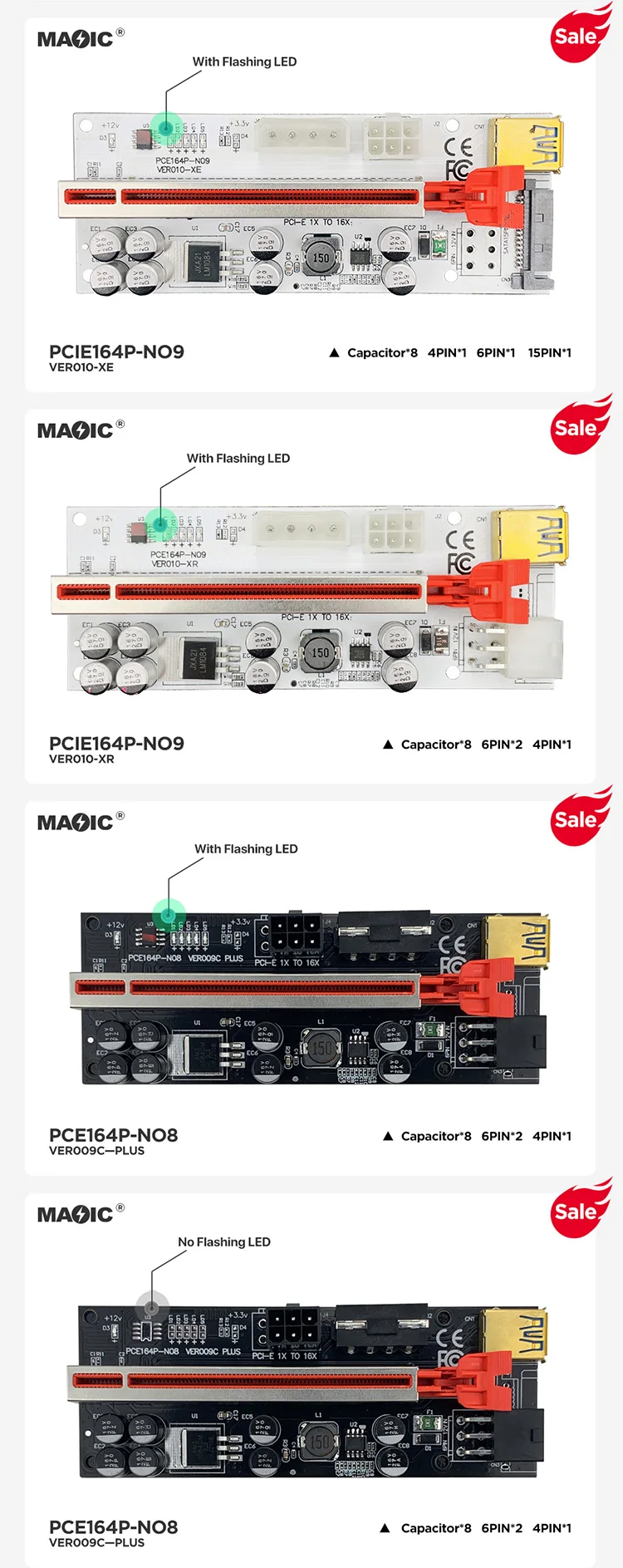 2022 Newest VER018 Pro PCI-E Riser Card 60CM USB 3.0 Cable V018 PCI Express 1X To 16X Extender PCIe card For GPU Graphics Card